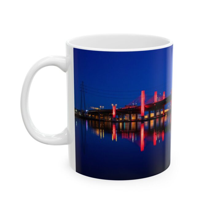 Pearl Harbor Memorial Bridge Lit Red for Healthcare Workers Mug- Perfect Gift for people that love New Haven and Coffee - Image 3